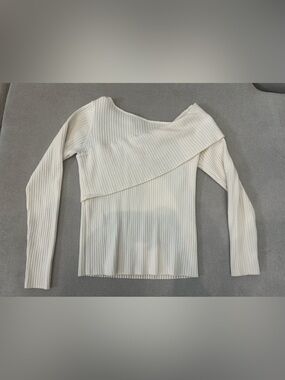 Vici Cream Ribbed Off-Shoulder Sweater